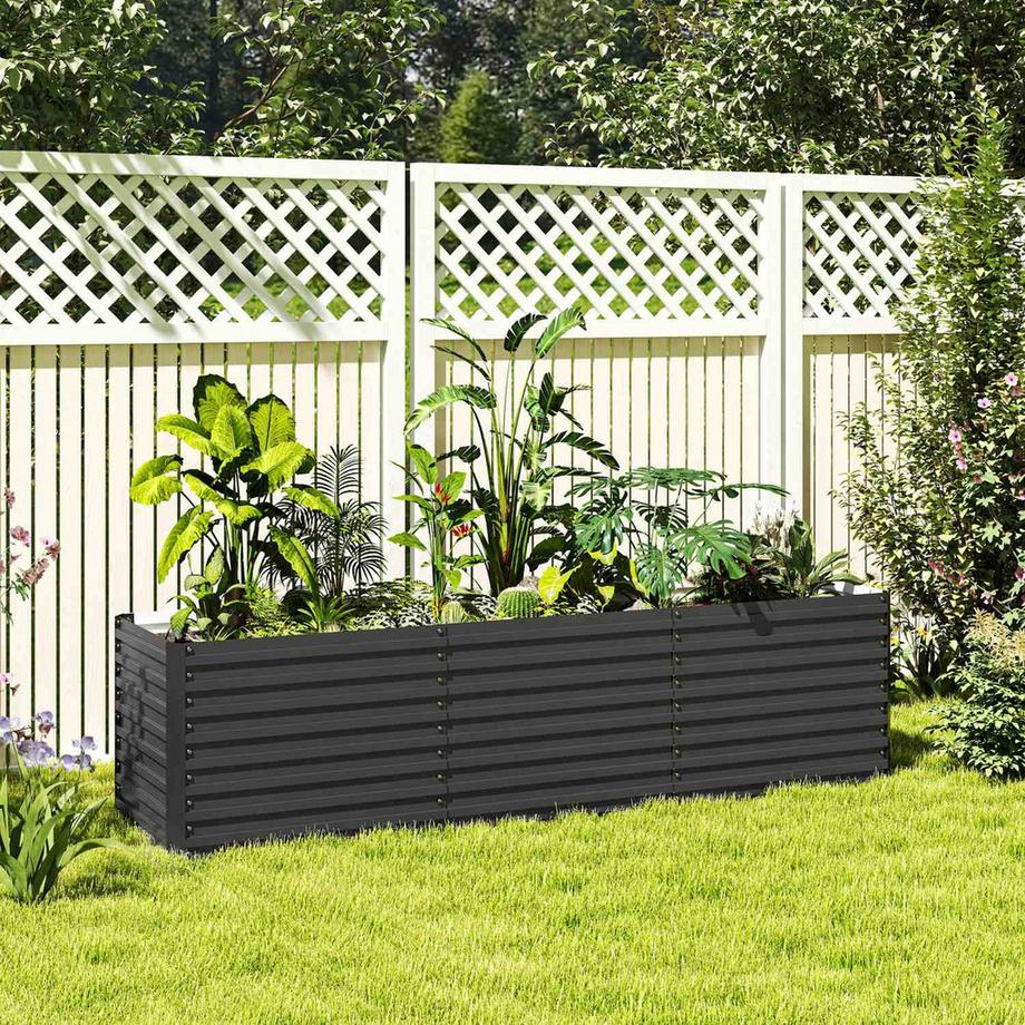 Northio Aiuola rialzata, resistente alle intemperie, aiuola, cornice fredda, aiuola da giardino, vaso per piante, fioriera in acciaio zincato, fioriera per terrazza e giardino, 240 x 60 x 60 cm  