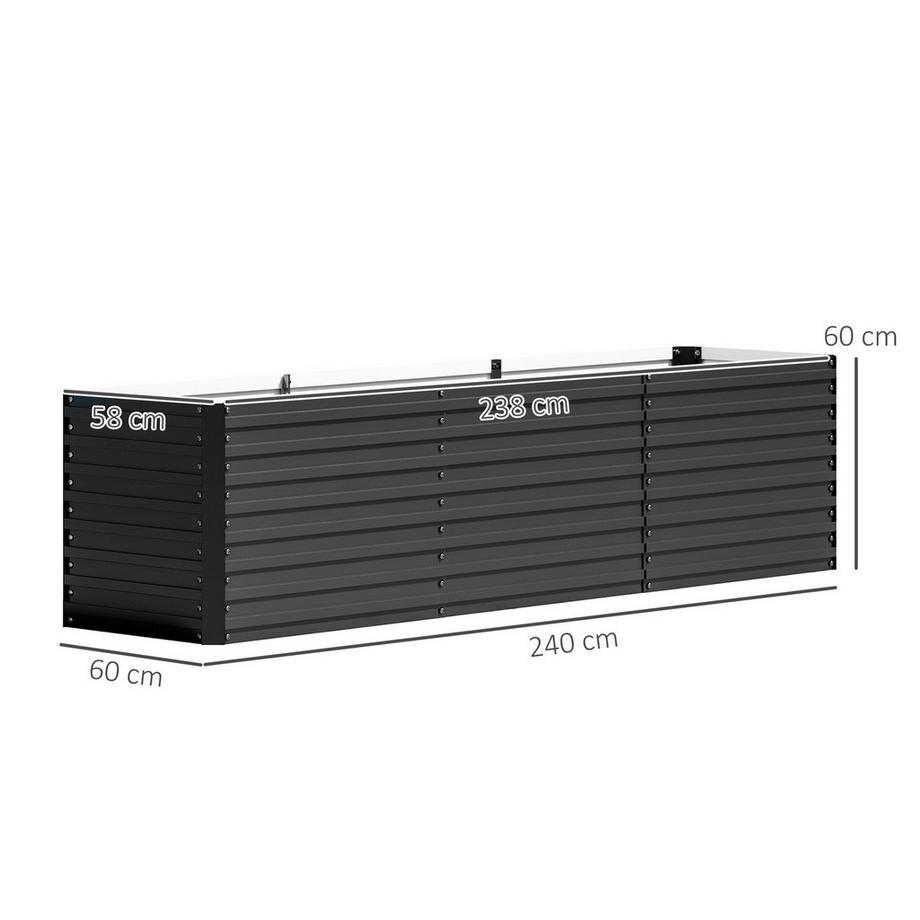 Northio Aiuola rialzata, resistente alle intemperie, aiuola, cornice fredda, aiuola da giardino, vaso per piante, fioriera in acciaio zincato, fioriera per terrazza e giardino, 240 x 60 x 60 cm  