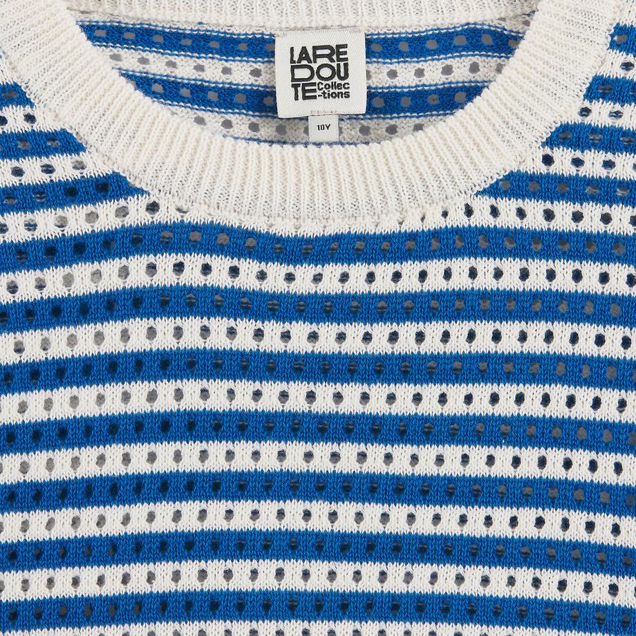 La Redoute Collections  Pull col rond rayé en maille ajourée 