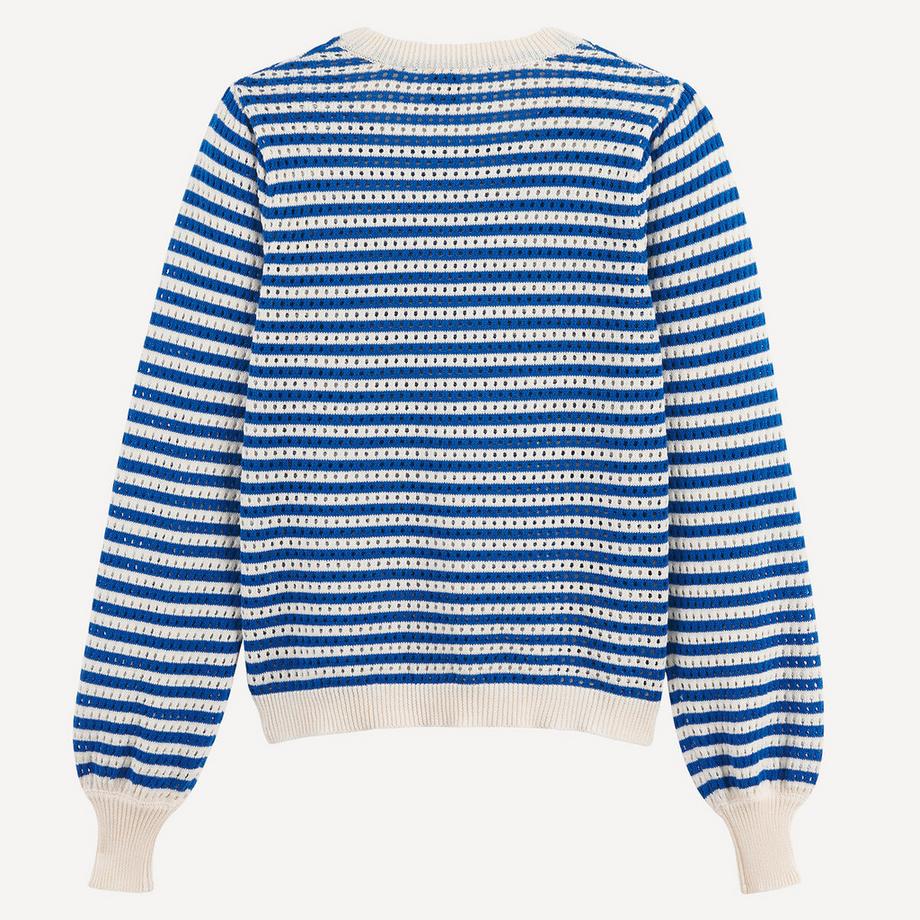 La Redoute Collections  Pull col rond rayé en maille ajourée 