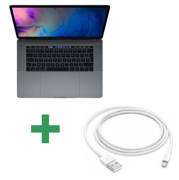 Apple  Refurbished MacBook Pro Touch Bar 15" 2018 Core i7 2,2 Ghz 16 Gb 256 Gb SSD Space Grau + Lightning Zu USB 1 Meter Weiß Apple 