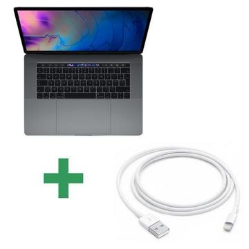 Refurbished MacBook Pro Touch Bar 15" 2018 Core i7 2,2 Ghz 16 Gb 256 Gb SSD Space Grau + Lightning Zu USB 1 Meter Weiß Apple