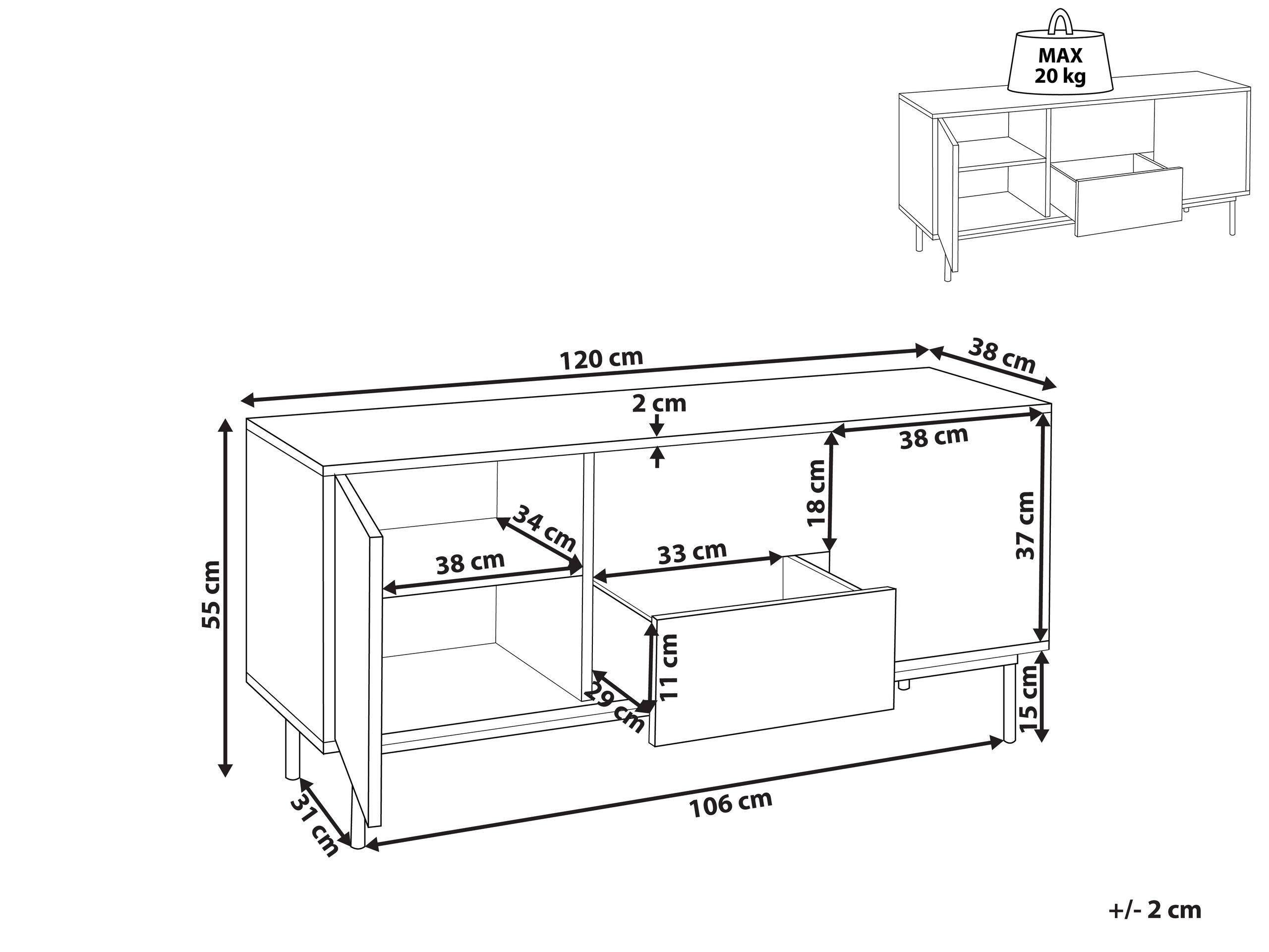 Beliani Credenza a 2 ante en Pannello di fibre (LDF) Moderno OKLAND  