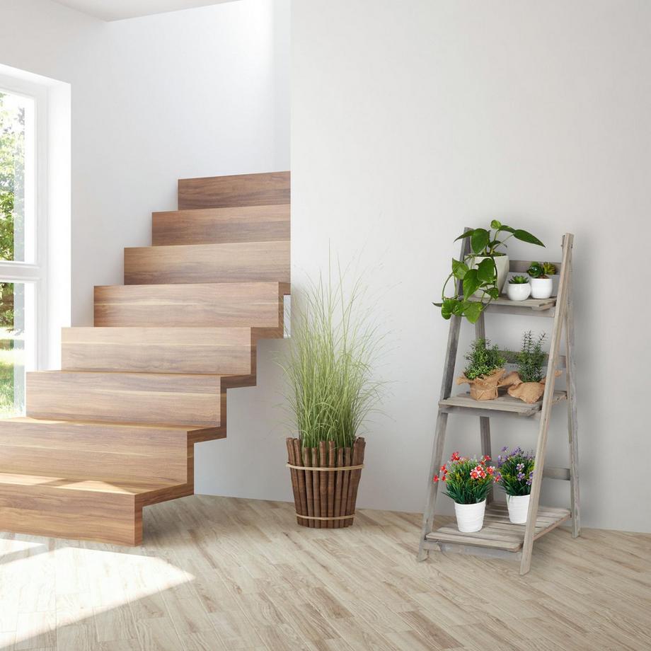 Northix Scale a fiori in legno grigio  