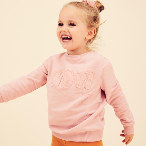 Image of DOMYOS Sweatshirt Basic Kinder rosa mit Motiven - 18M