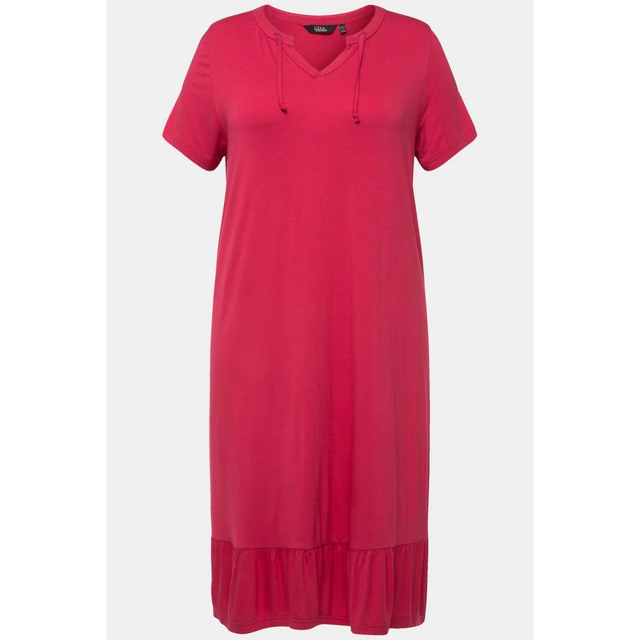 Ulla Popken Robe Midi Jersey Coupe A Col Tunique Manches Courtes  