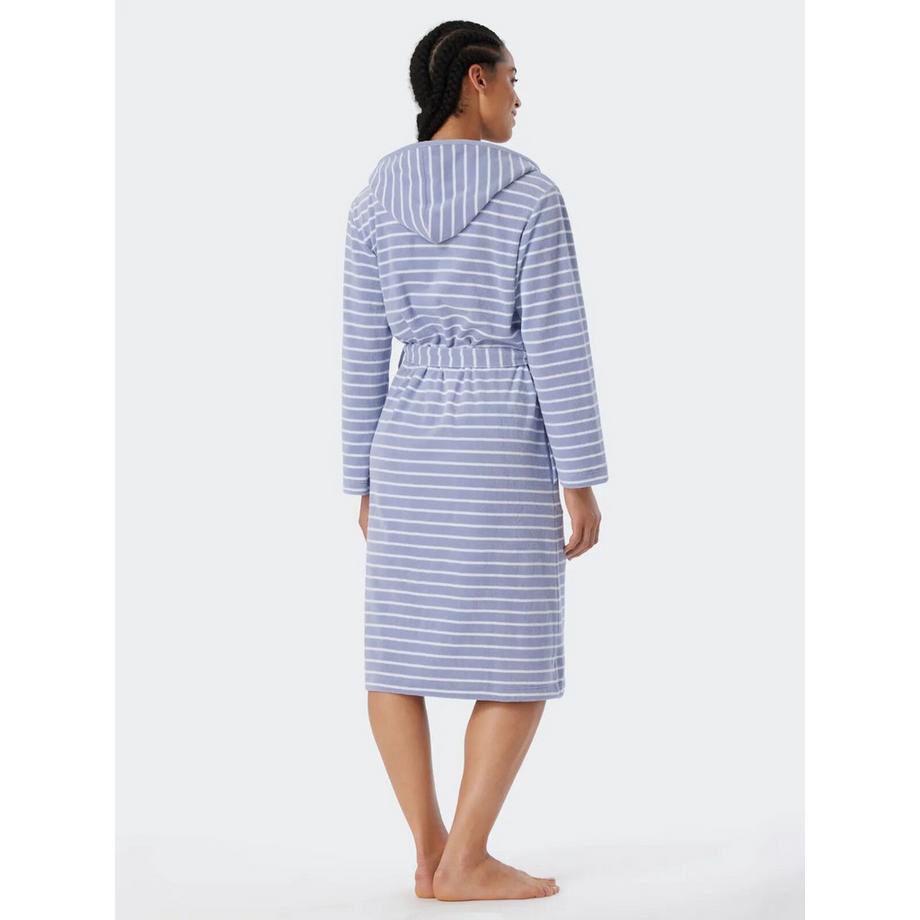 Schiesser Gestreifter Bademantel mit Kapuze  