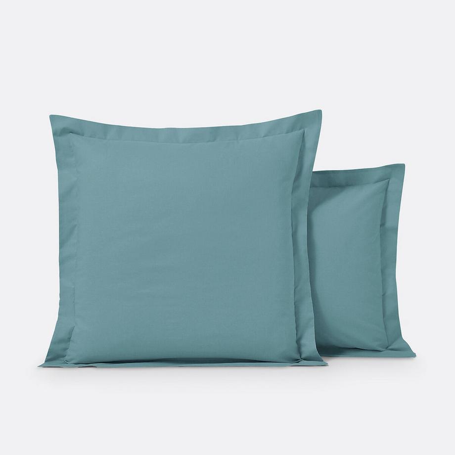 Taie d'oreiller unie polycoton à volant