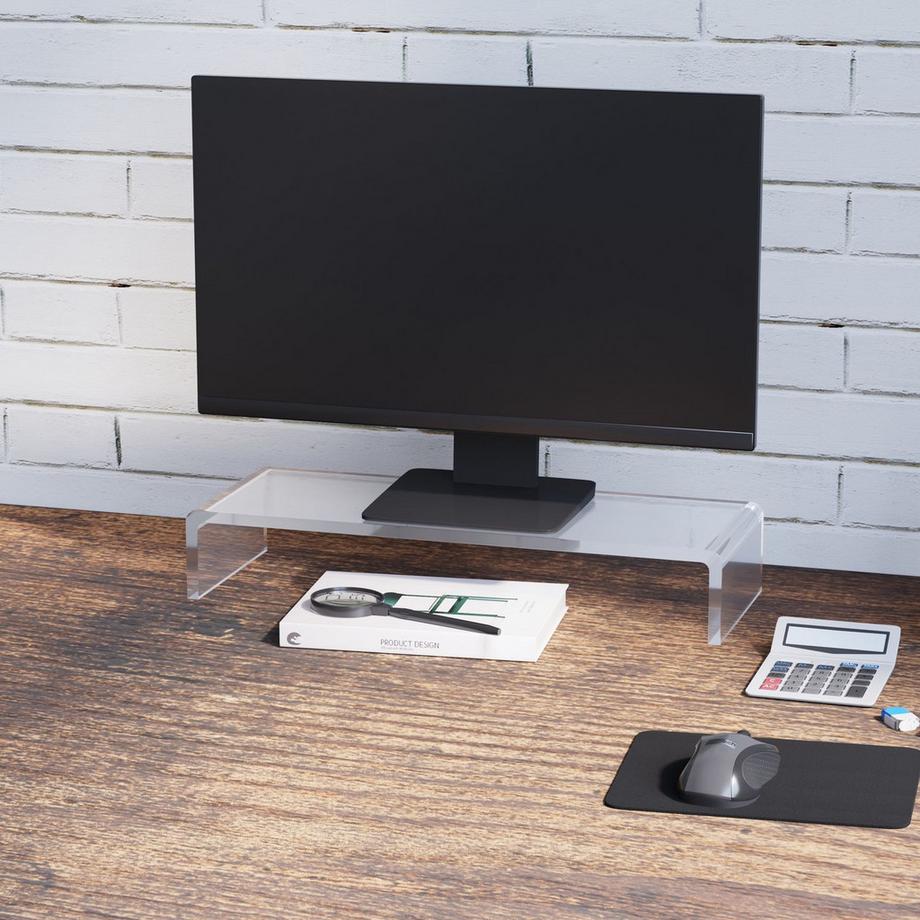 Northio Supporto Per Monitor Ergonomico Supporto Per Schermo In Acrilico Per Laptop, Computer, Notebook, Trasparente, 53X19X9 Cm  