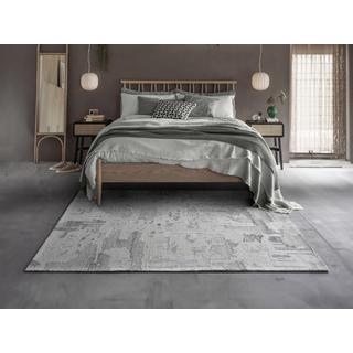 Vente-unique  Vintage-Teppich - Wolle & Viskose - handgefertigt - 160 x 230 cm - 1500 g/m² - Grau - MILORA 