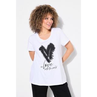 Ulla Popken  T-shirt motif cœur, col rond et manches courtes, collection Classic 