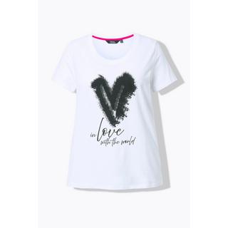 Ulla Popken  T-shirt motif cœur, col rond et manches courtes, collection Classic 