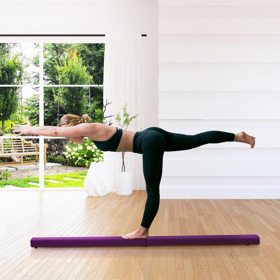 Trave di equilibrio 210 cm pieghevole per interni ed esterni, trave di equilibrio fino a 120 kg, viola, ideale per ginnastica e allenamento |