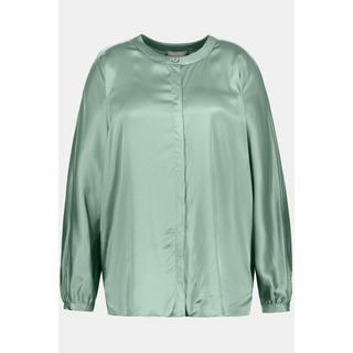 Ulla Popken  Blusa di raso dal taglio oversize con scollo a girocollo e maniche a pipistrello 