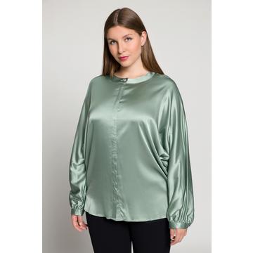 Blusa di raso dal taglio oversize con scollo a girocollo e maniche a pipistrello