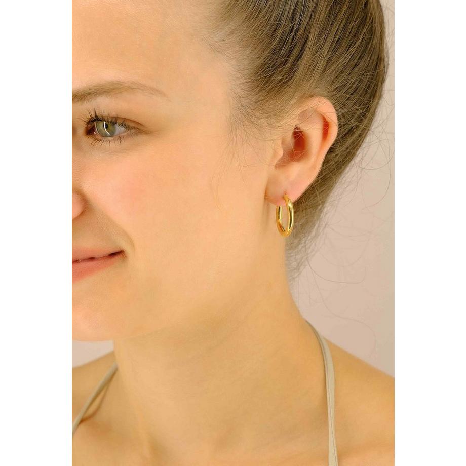 MUAU Schmuck  Creolen Gelbgold 750 Runddraht Scharnier 21mm 