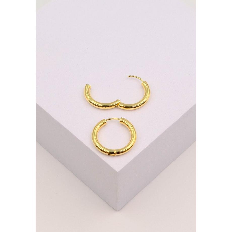 MUAU Schmuck  Creolen Gelbgold 750 Runddraht Scharnier 21mm 