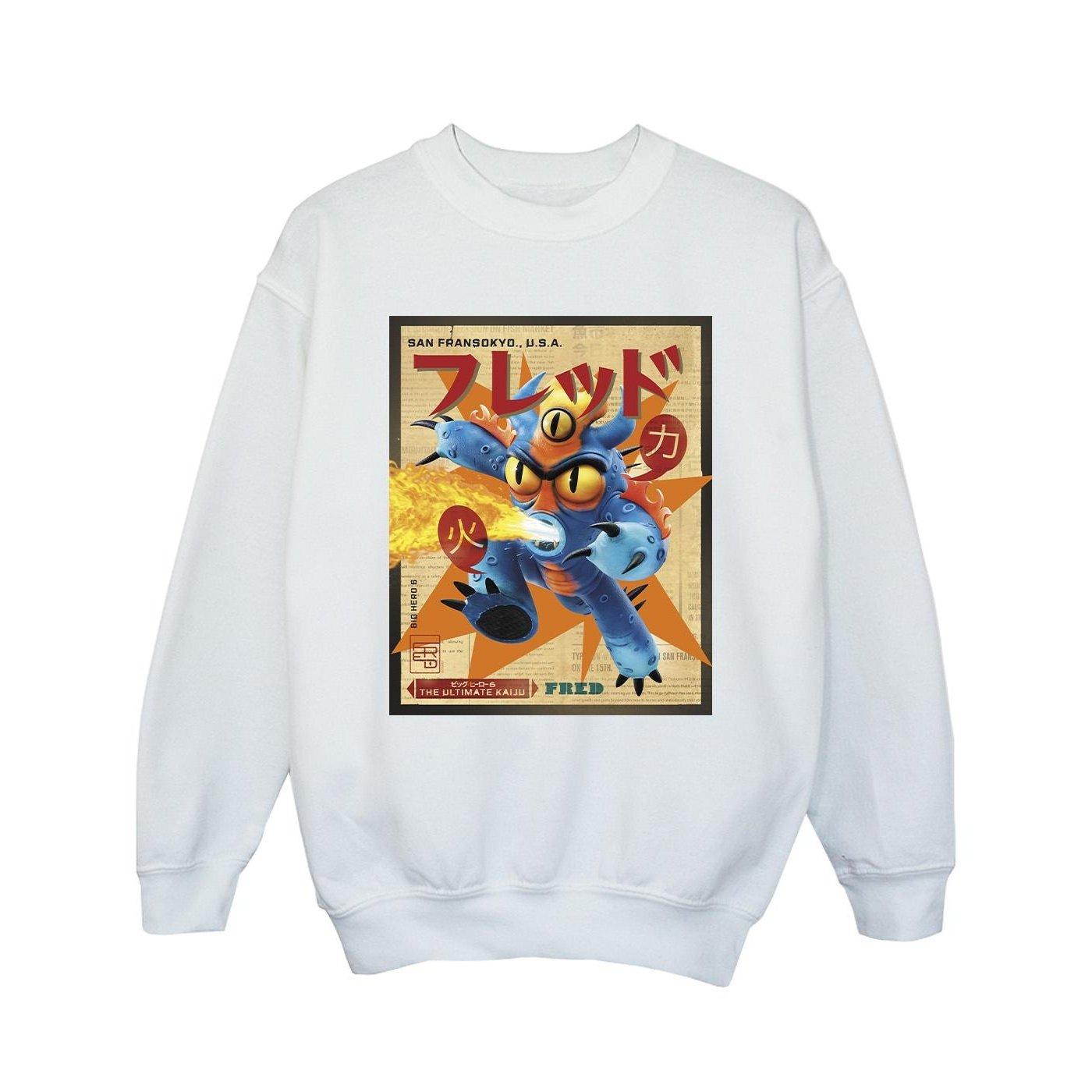 Image of Big Hero 6 Baymax Fred Newspaper Sweatshirt Unisex Weiss 116