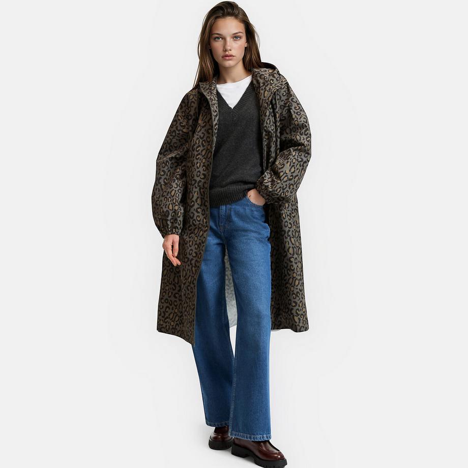 Coupe-vent oversize imprimé à capuche