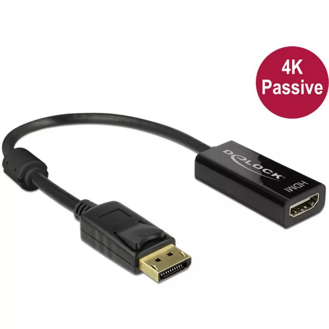 Delock 62609 DisplayPort 1.2 to HDMI Adapter 4K 30Hz Passive 20 cm...