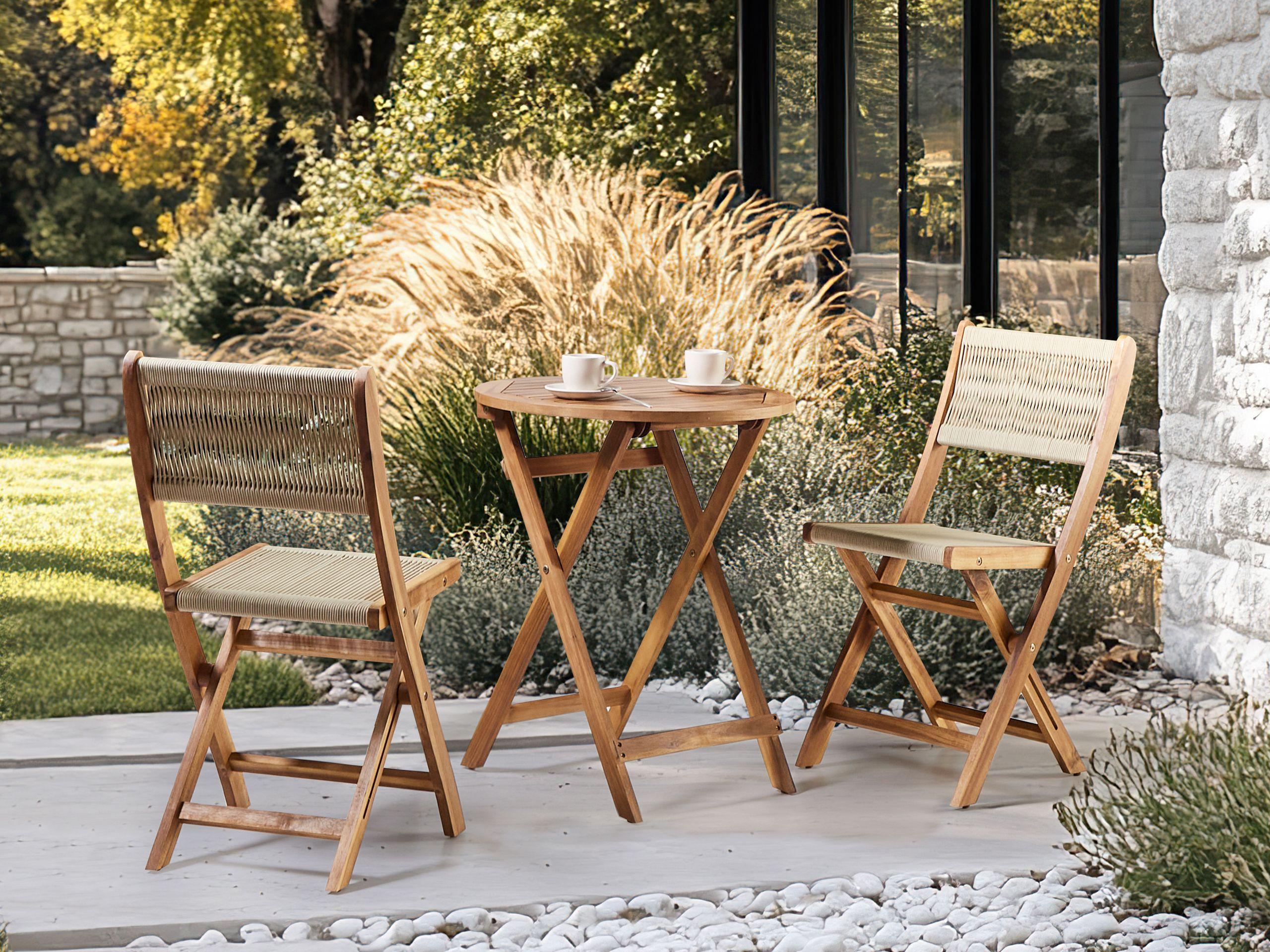 Beliani Tavolino Bistrot en Legno d'acacia Mediterraneo PROSSEDI  