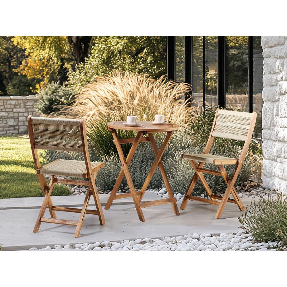 Beliani Outdoor Bistrotisch aus Akazienholz Mediterran PROSSEDI  