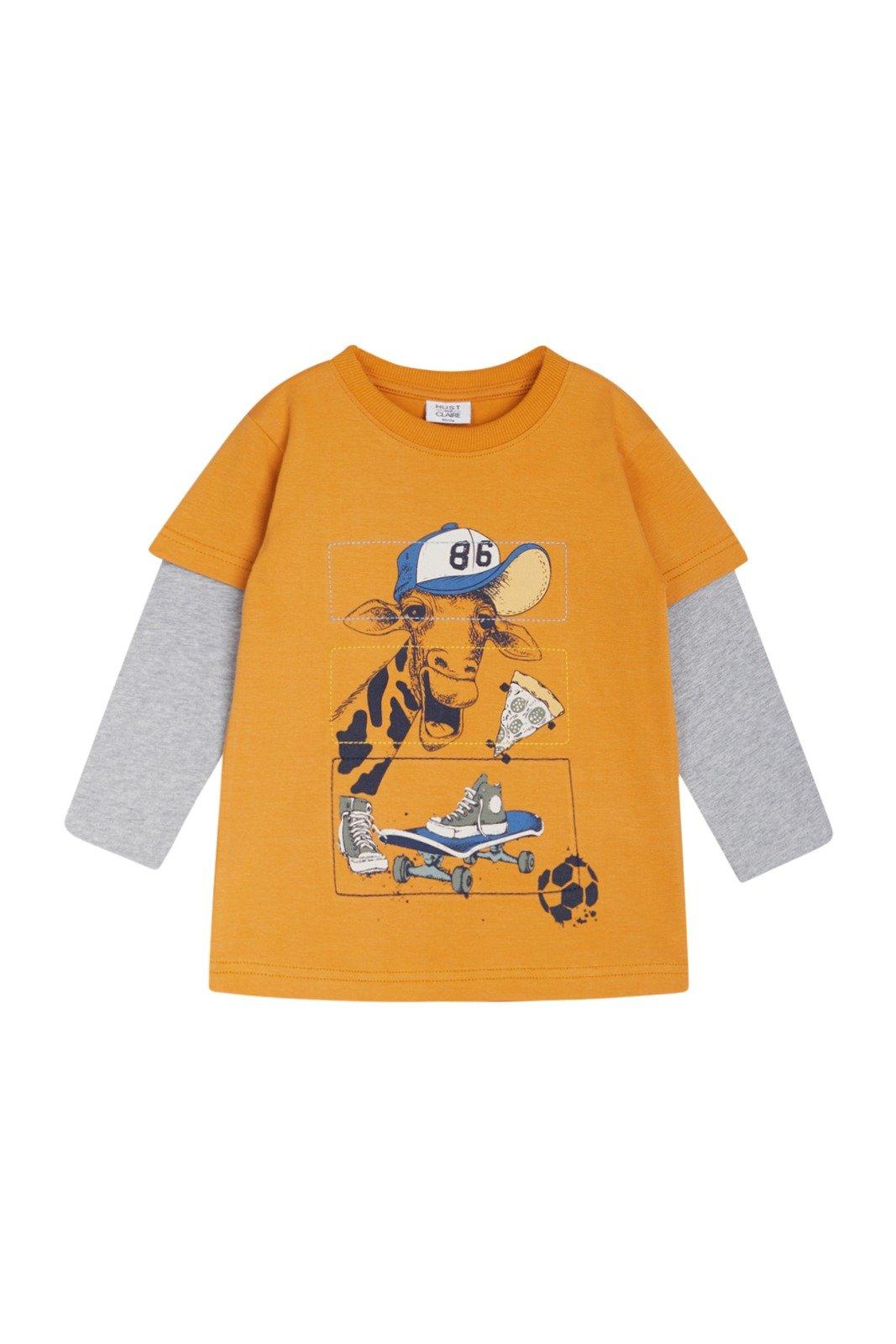 Image of Jungen Langarmshirt Anton Giraffe Jungen Orange 98