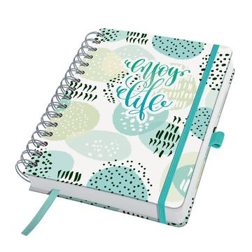 Planner giornaliero Jolie senza data - Mint Inspiration - circa A5 - bianco, mint, grigio - hardcover - 2 pagine = note a sinistra / pagina di pianificazione a destra - certificazione FSC