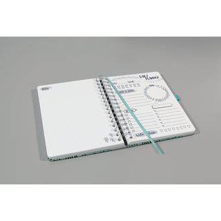 Sigel Planner giornaliero Jolie senza data - Mint Inspiration - circa A5 - bianco, mint, grigio - hardcover - 2 pagine = note a sinistra / pagina di pianificazione a destra - certificazione FSC  