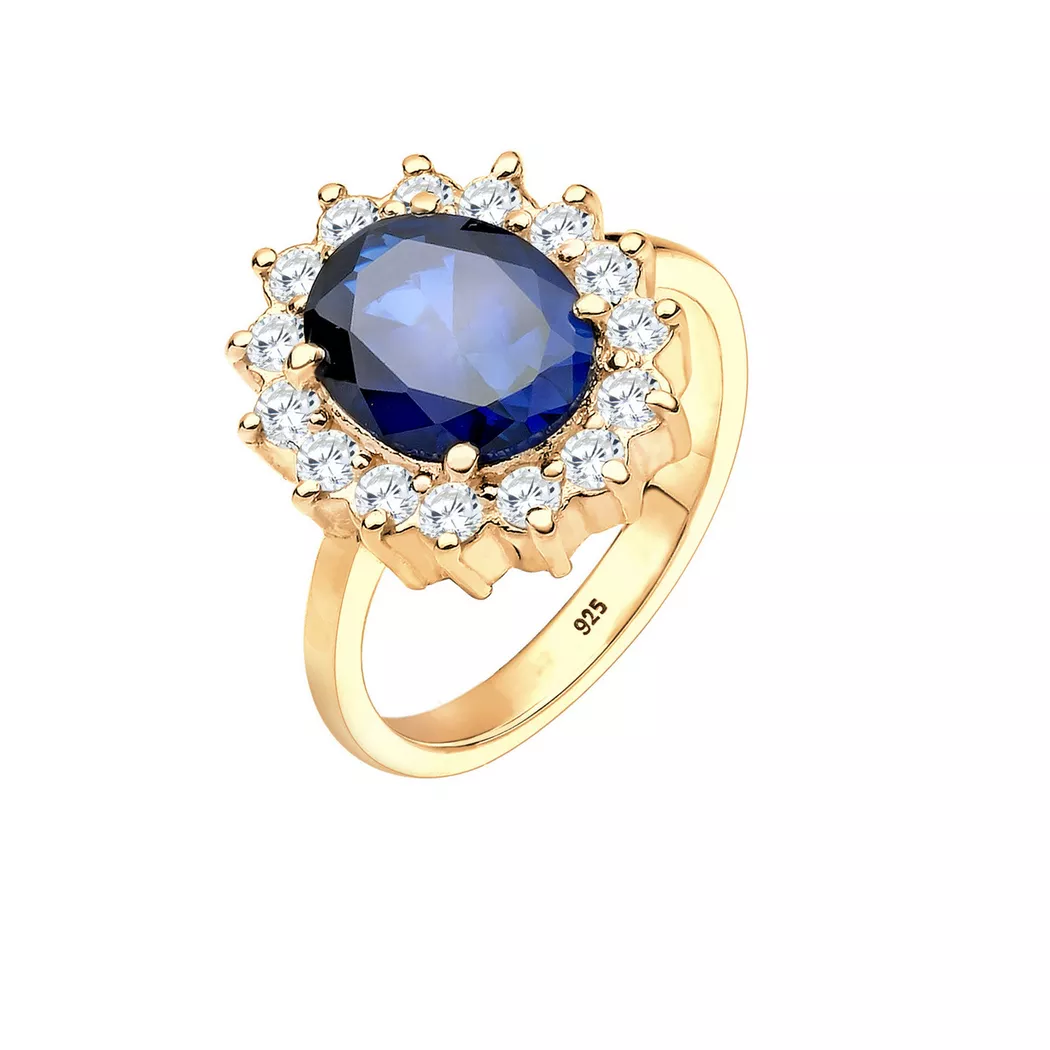 Elli - Cocktailring Saphirblau Royal Zirkonia, 56mm, Gold