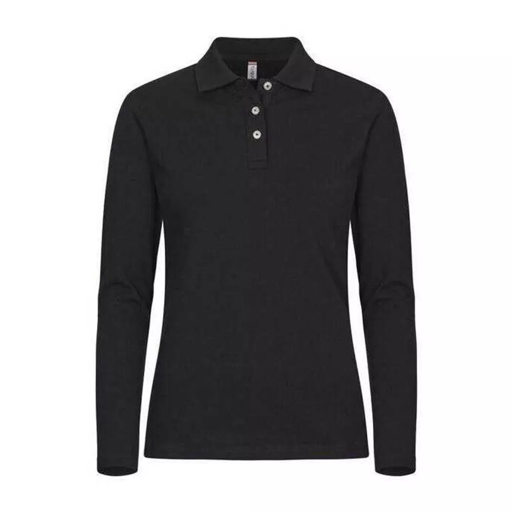 Clique - Premium Poloshirt, Stretch, Langärmlig, für Damen, Schwarz, Größe XS