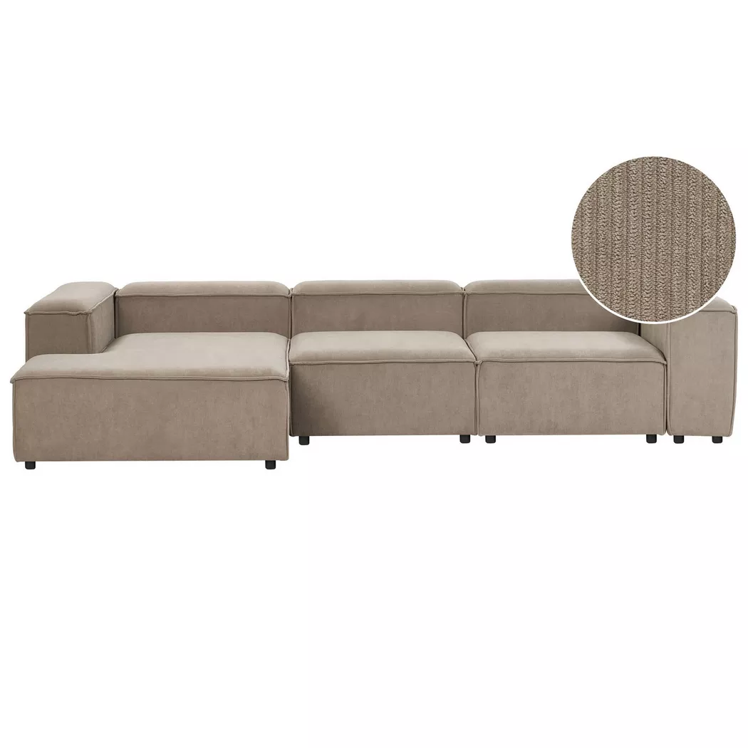 Beliani - Rechtsseitiges Ecksofa aus Cord  ARDAL, One Size, Braun Medium