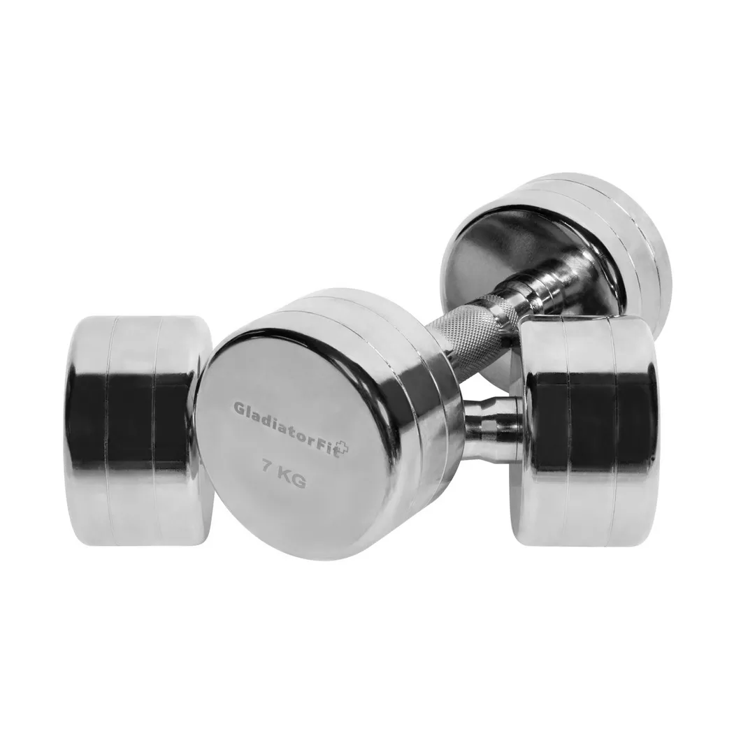 GladiatorFit -  Chrom-Rundhanteln (2er-Set), 7KG, Grau