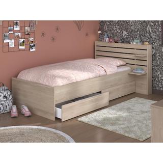 Vente-unique Letto 90 x 200 cm Con vani portaoggetti  Naturale + Rete  - TENALIA  