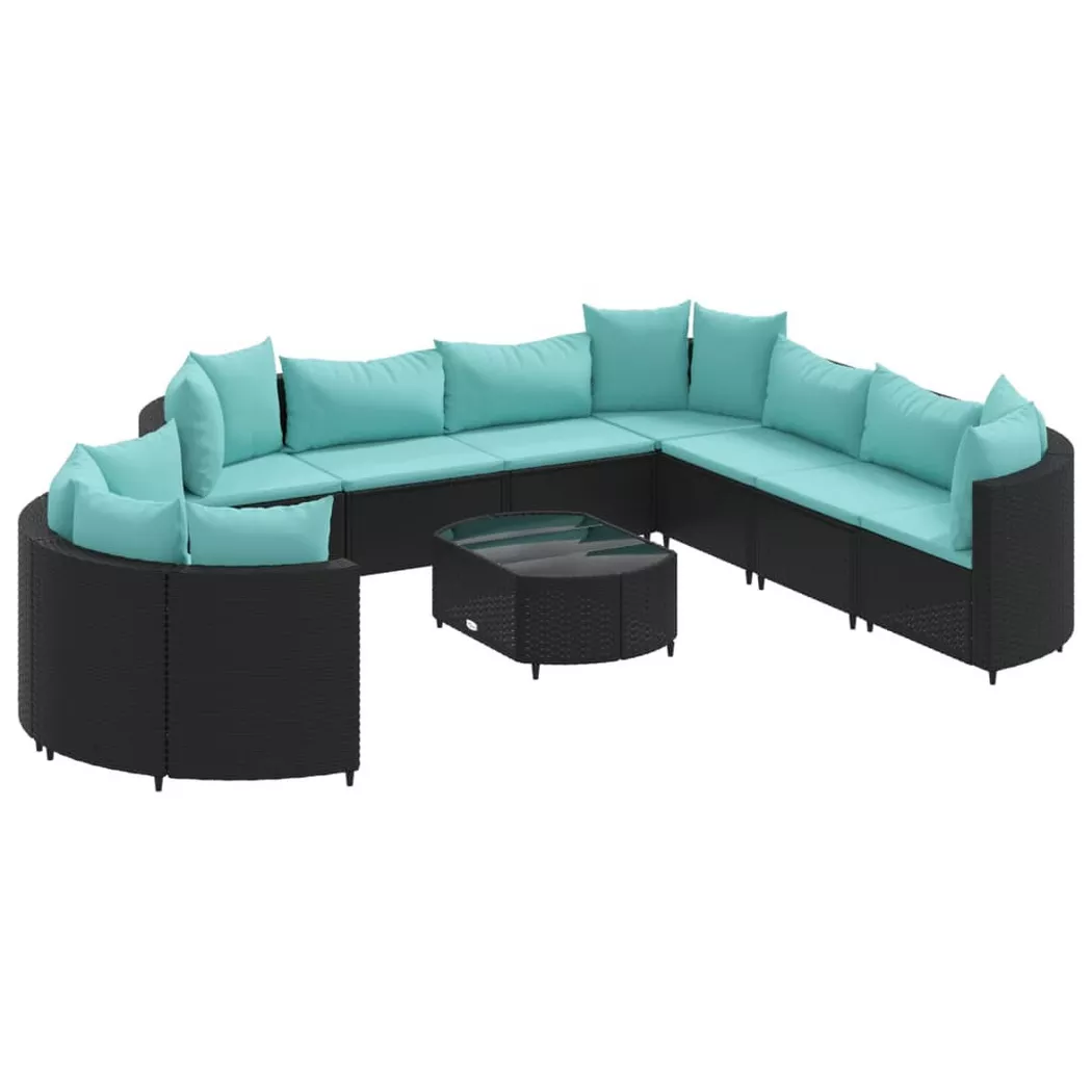 VidaXL - Gartensofagarnitur poly-rattan, One Size, Schwarz