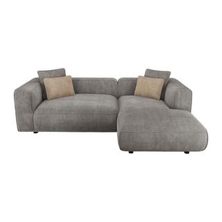 Vente-unique Ecksofa - Ecke rechts - Strukturstoff - Grau - TALMINE  