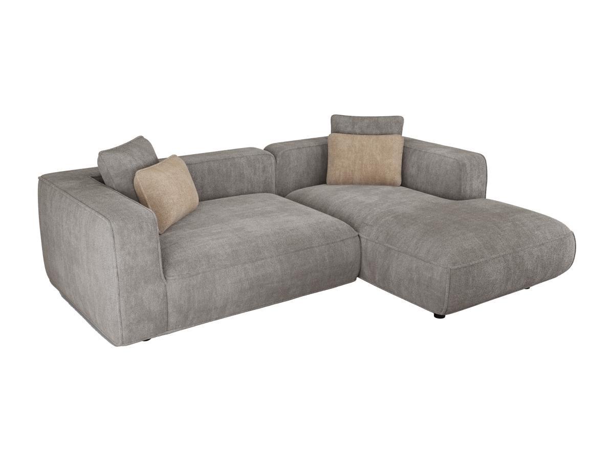 Vente-unique Ecksofa - Ecke rechts - Strukturstoff - Grau - TALMINE  