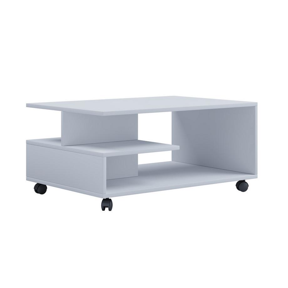 VCM Holz Couchtisch schlicht | Sofatisch Rollen | Maße ca. H. 41 x B. 80 x T. 50 cm | rollbar Kaffeetisch - Stango L  