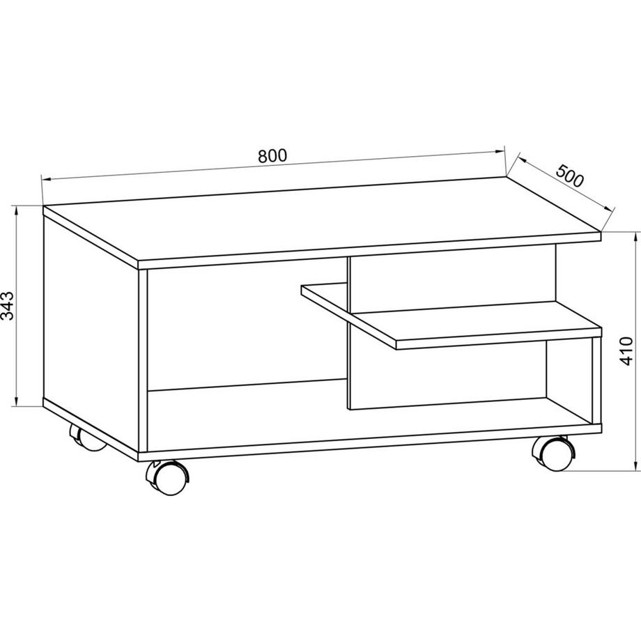 VCM Holz Couchtisch schlicht | Sofatisch Rollen | Maße ca. H. 41 x B. 80 x T. 50 cm | rollbar Kaffeetisch - Stango L  