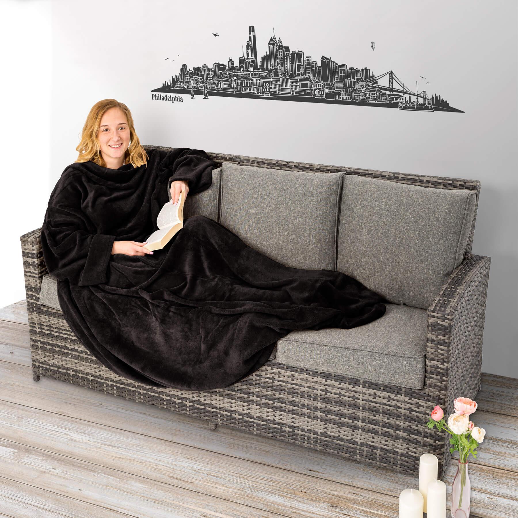 Tectake Kuscheldecke mit Ärmeln 2er-Pack  