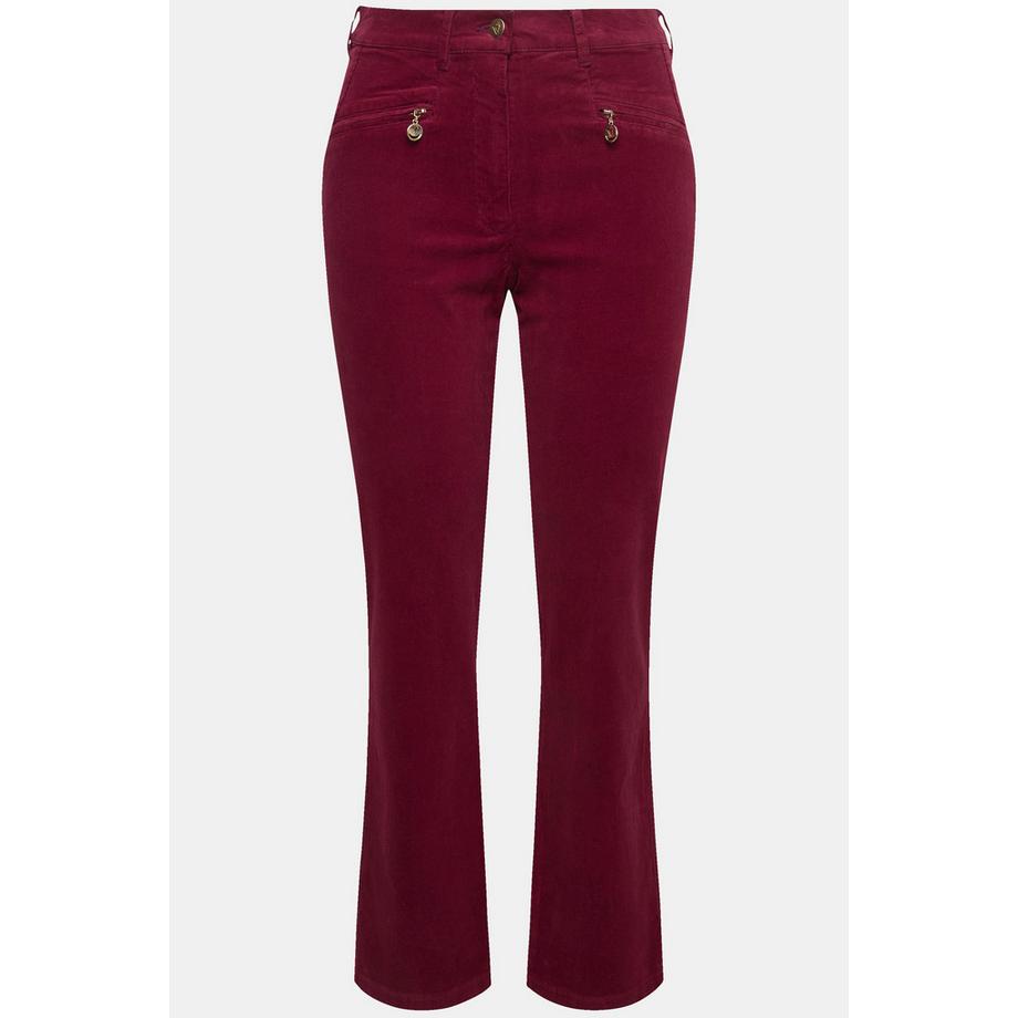 Ulla Popken Pantaloni Mony in Velluto a Coste Vita Comoda Tasche con Cerniera  