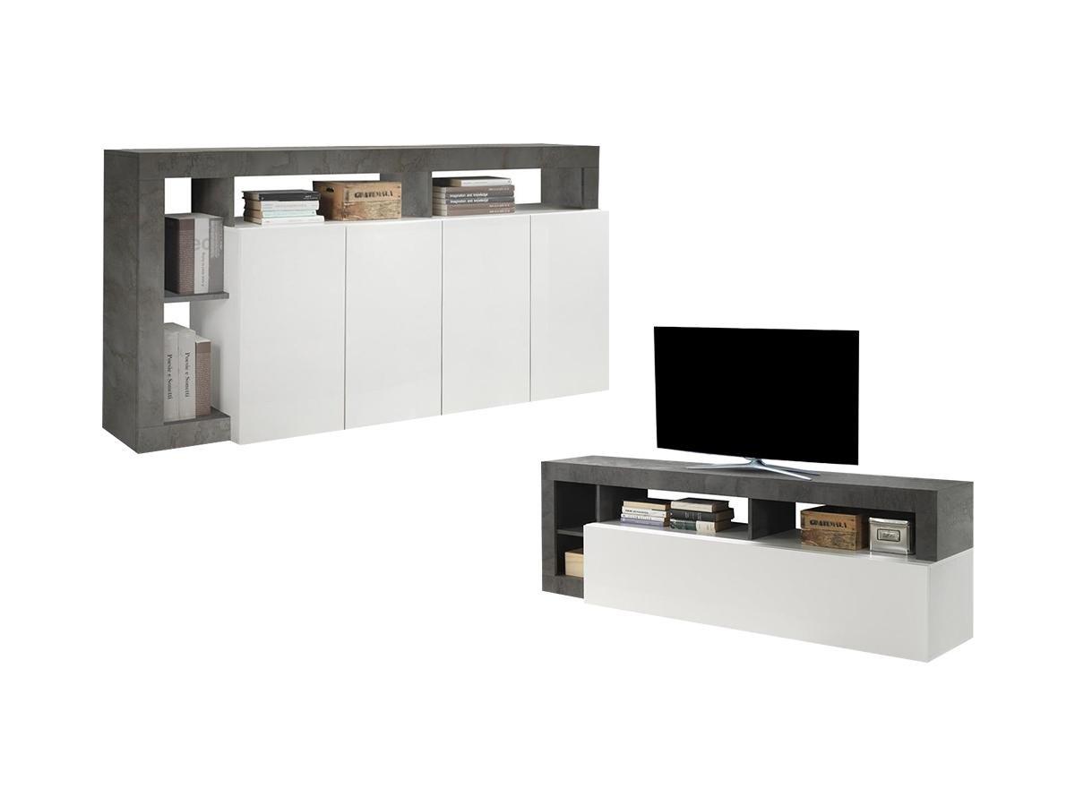 Image of Set Sideboard + TVMöbel lackiert Beton SEFRO Set Sideboard + TVMöbel lackiert Beton SEFRO