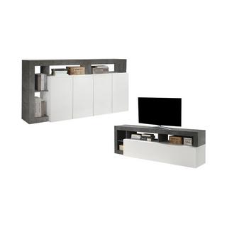 Vente-unique Set Sideboard + TVMöbel lackiert Beton SEFRO  