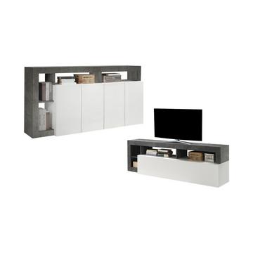 Set Sideboard + TVMöbel lackiert Beton SEFRO