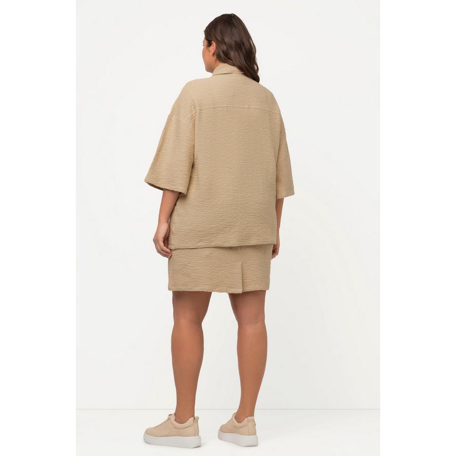 Ulla Popken Kimono en Molleton Structure 3D Col Manches 3/4  