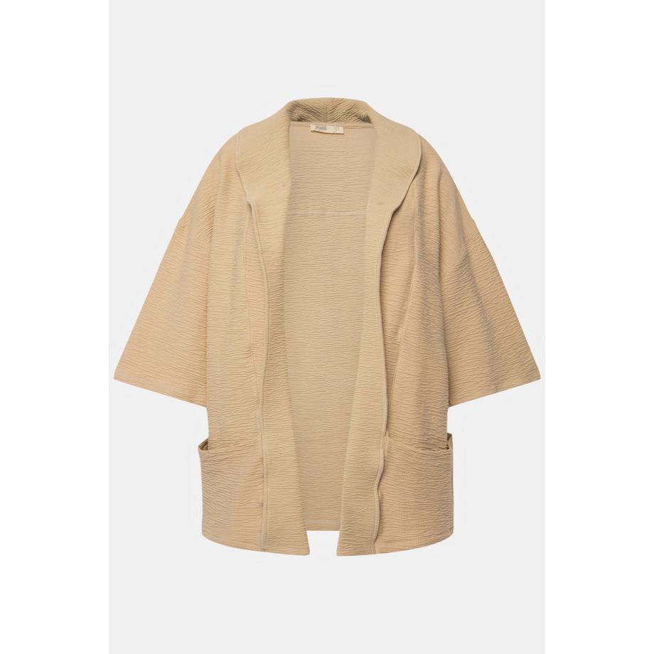 Ulla Popken Kimono en Molleton Structure 3D Col Manches 3/4  