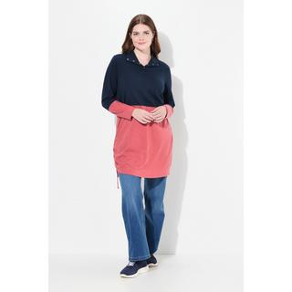 Ulla Popken  Longshirt, Saumband, Stehkragen, Langarm, Biobaumwolle 