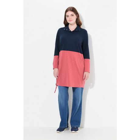 Ulla Popken  Longshirt, Saumband, Stehkragen, Langarm, Biobaumwolle 