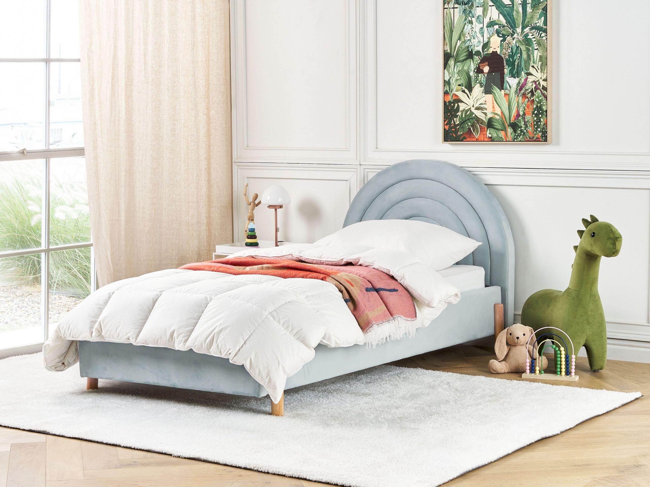 Beliani Bett mit Lattenrost aus Samtstoff Retro ANET  