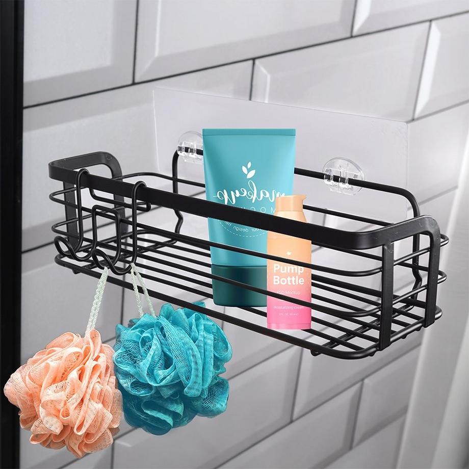 B2X  Etagère murale noire pour salle de bain - Installation simple dans la douche 